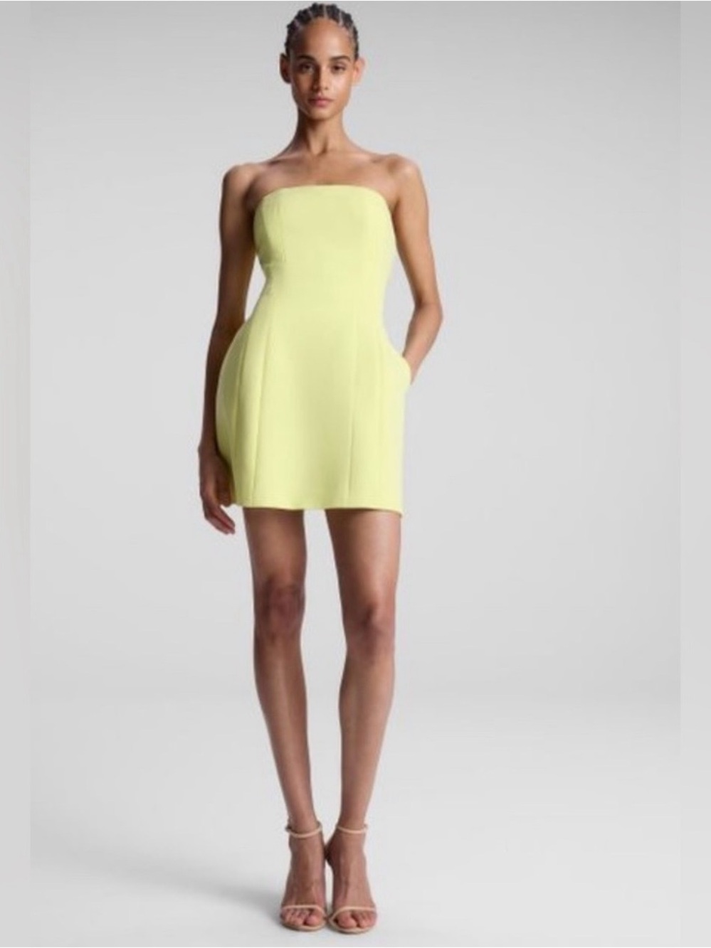 A.L.C. Strapless Lemon Yellow Mini Dress - Picture 1 of 11